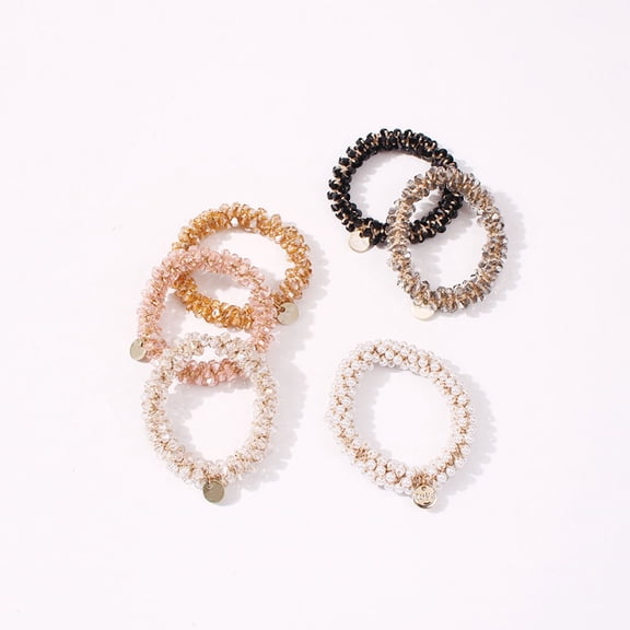 PTOOTP 3-Pack Beaded Hair Ties Ponytail Holders Fashion Hair for Women Girls Assorted Colors Accessories