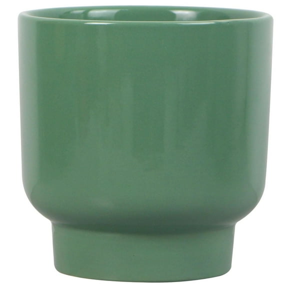 MAINSTAYS 6IN PETRA SMALL CERAMIC GREEN PLANTER, Stylish pot for small plants