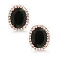 thumbnail image 3 of Gem Stone King 4.48 Ct Oval Black Onyx 18K Rose Gold Plated Silver Earrings, 3 of 6