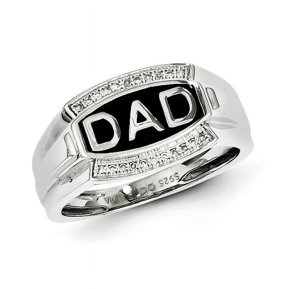 Sterling Silver Rhodium Plated Diamond Men's DAD Ring QR5106