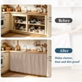 thumbnail image 4 of Beige Solid Color Sink Skirt 11"W x 13"L, Dustproof Under Sink Curtain Skirt for Bathroom Kitchen, Aesthetics Contemporary Luxury Adhesive Short Curtain Vanity Cover for Laundry Room Closet Shoe Rack, 4 of 8