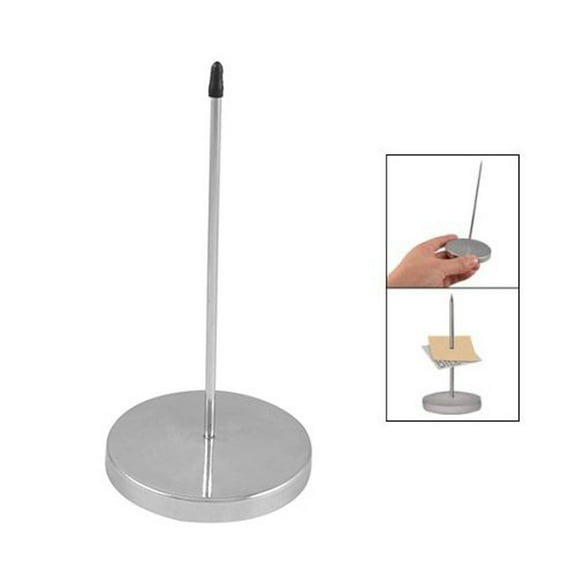 Paper Spike Stick Bill Fork | Stainless Steel Straight Rod Receipt Holder | 130mm Long | 75mm Round Base | Desk Memo Note Organizer | 1 Piece | 73x150mm Size | Durable Counter Accessory