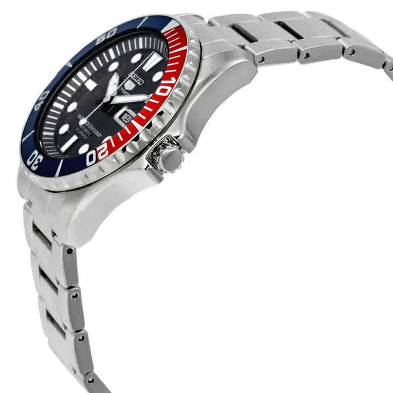 Seiko 5 blue dial stainless deals steel automatic mens watch snzf15