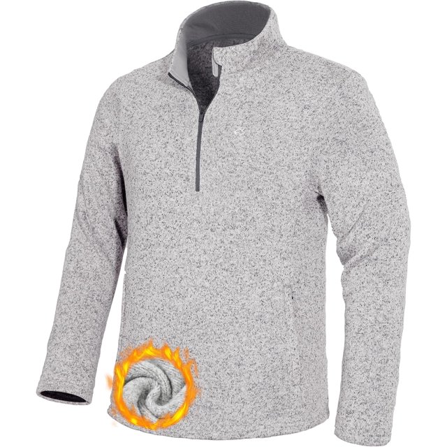 AIR-Mens Quarter Zip Pullover Fleece Sweater with Zipper Pocket Long Sleeve Sweatshirt Lightweight Thermal Jacket