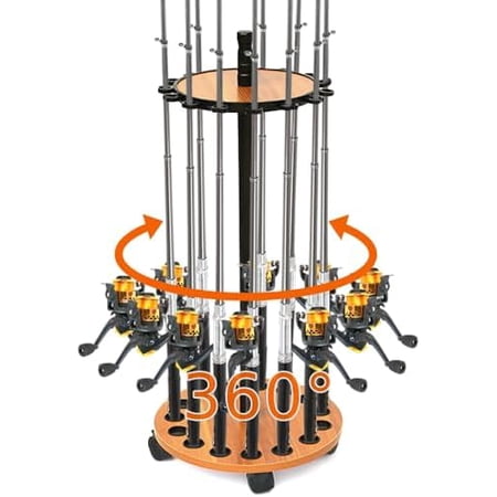 Fishing Rod Holders Rolling Stand for Garage 360 Degree Movable with Wheels Floor Rack Storage of 15 Poles Reals Gift Men$$Sport & Recreation Other