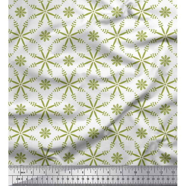 Soimoi polyester Crepe Fabric Flower Artistic Print Fabric by Yard 42 Inch Wide