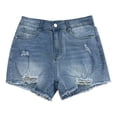 thumbnail image 6 of Jean Shorts Womens 2026 Summer High Waist Washed Blue Ripped Distressed Frayed Hem Denim Shorts, 6 of 6