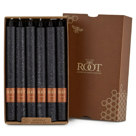ROOT Candles Unscented Timberline™ Arista Taper Candles, 9-Inch Tall, Box of 12, Color: Black