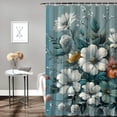 thumbnail image 2 of Orinice Ambesonne Teal Shower Curtain, Fantasy Jungle Vibe Jumble Design Flowery Bouquet with Leaves Print Bohemian, Cloth Fabric Bathroom Decor Set with Hooks, Cadet Blue Pale Grey 60x72, 2 of 7