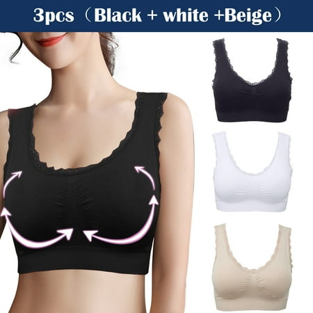 

UDAXB Lingerie 3PCWomen s Sports Bra Thin Lace Gathering Shockproof Sleeping Bra