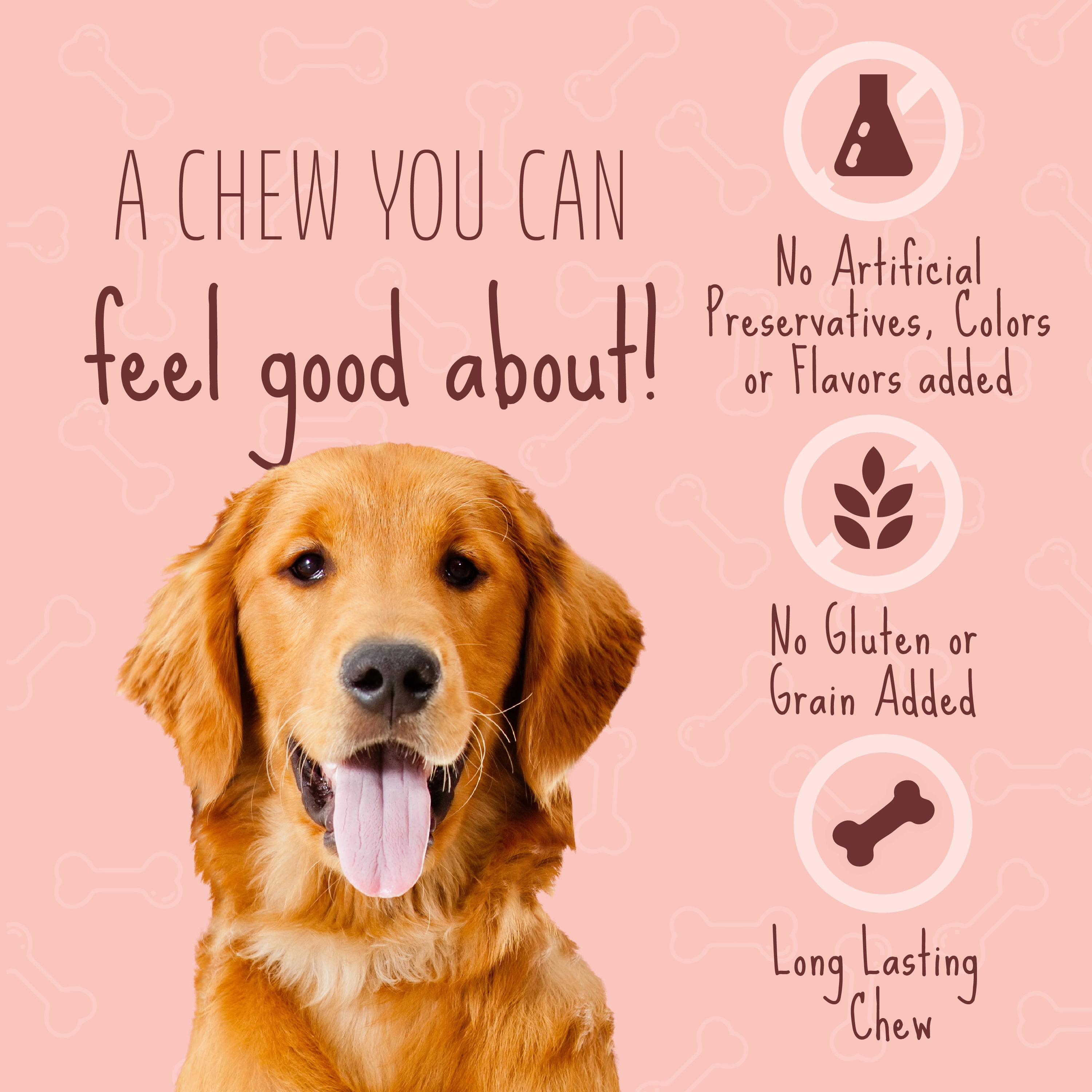 Better Belly Proteins with Real Venison Large Rolls, Highly Digestible Rawhide Chews, 3 Count