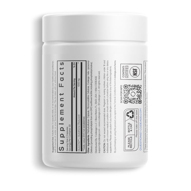 codeage liposomal glutathione product info and reviews Codeage Liposomal Glutathione 1000 mg, GlutaONE® L-Glutathione Reduced &  Phospholipid Complex, 60 ct