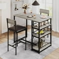 thumbnail image 3 of Huloretions Dining Table Set,Bar Table And Chairs For 2,Kitchen Table Set With 2 Upholstered Chairs,3 Large Storage Shelves,Pub Table Set For Small Space Breakfast, 3 of 9