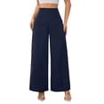 thumbnail image 2 of Women's Wide Leg Trousers, Draping Casual Work Pants, High Waist Flowy Palazzo Pants for Office, Commute, Daily Wear and Versatile Outfits Dark Blue M, 2 of 7