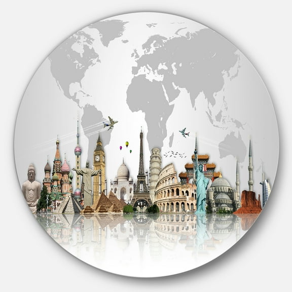 Designart Famous Monuments Across World' Circle Metal Wall Art