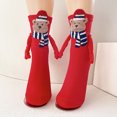 thumbnail image 3 of 1 par de calcetines magnéticos navideños mano en mano para mujeres y hombres (oso rojo) Kuymtek Rojo mujer, 3 of 6
