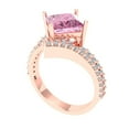 thumbnail image 2 of 2.3075 ct Princess Cut Simulated Pink Diamond Solitaire with Simulated Diamond Accents 14K Rose Gold Womens Engagement Ring, 2 of 5