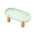 thumbnail image 2 of Soporte elevado para comedero de gatos, soporte de madera con patas, estante lavable para cuencos, antivómitos. Verde 24cmx13cm, 2 of 9