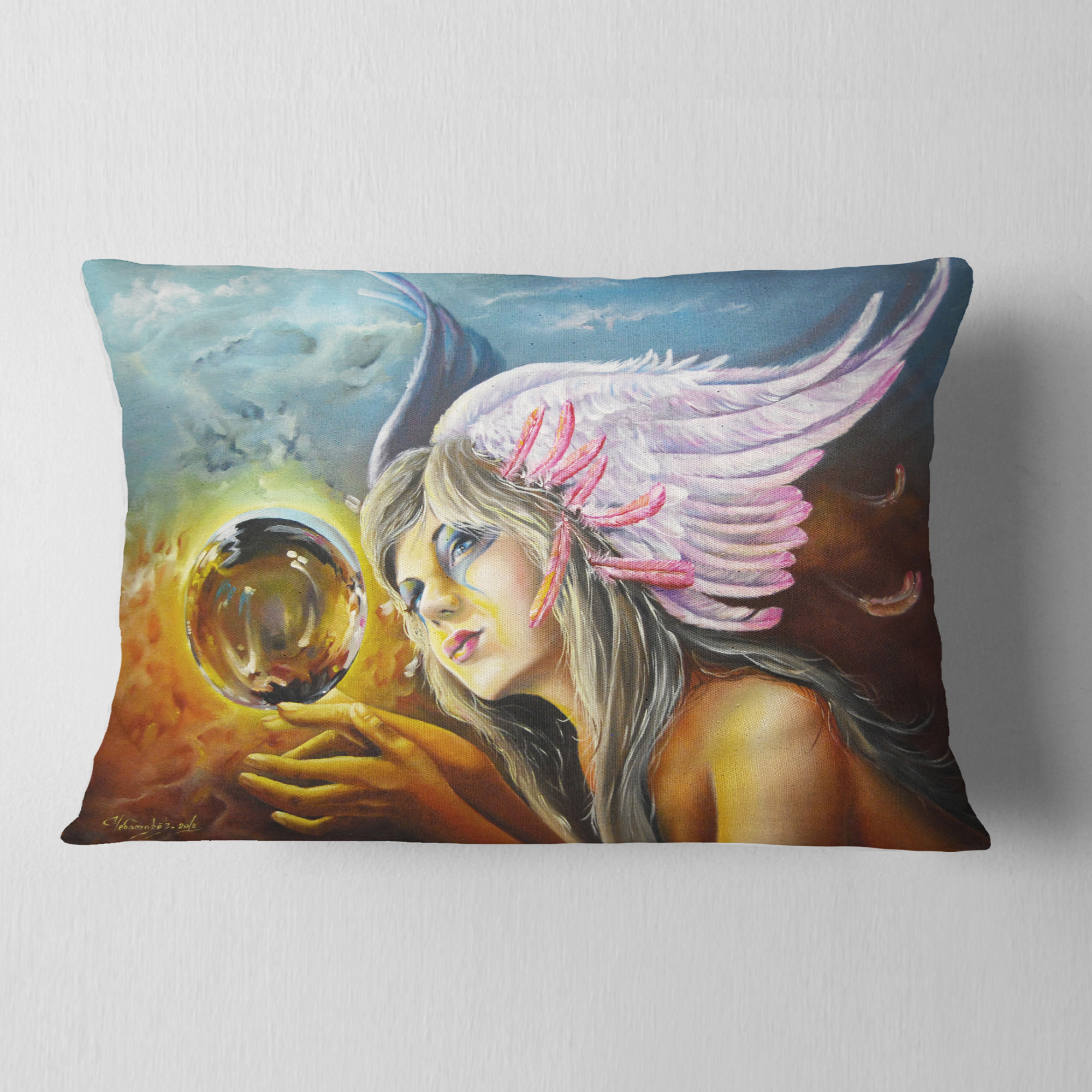 Designart Birth of an Idea - Abstract Throw Pillow - 12x20