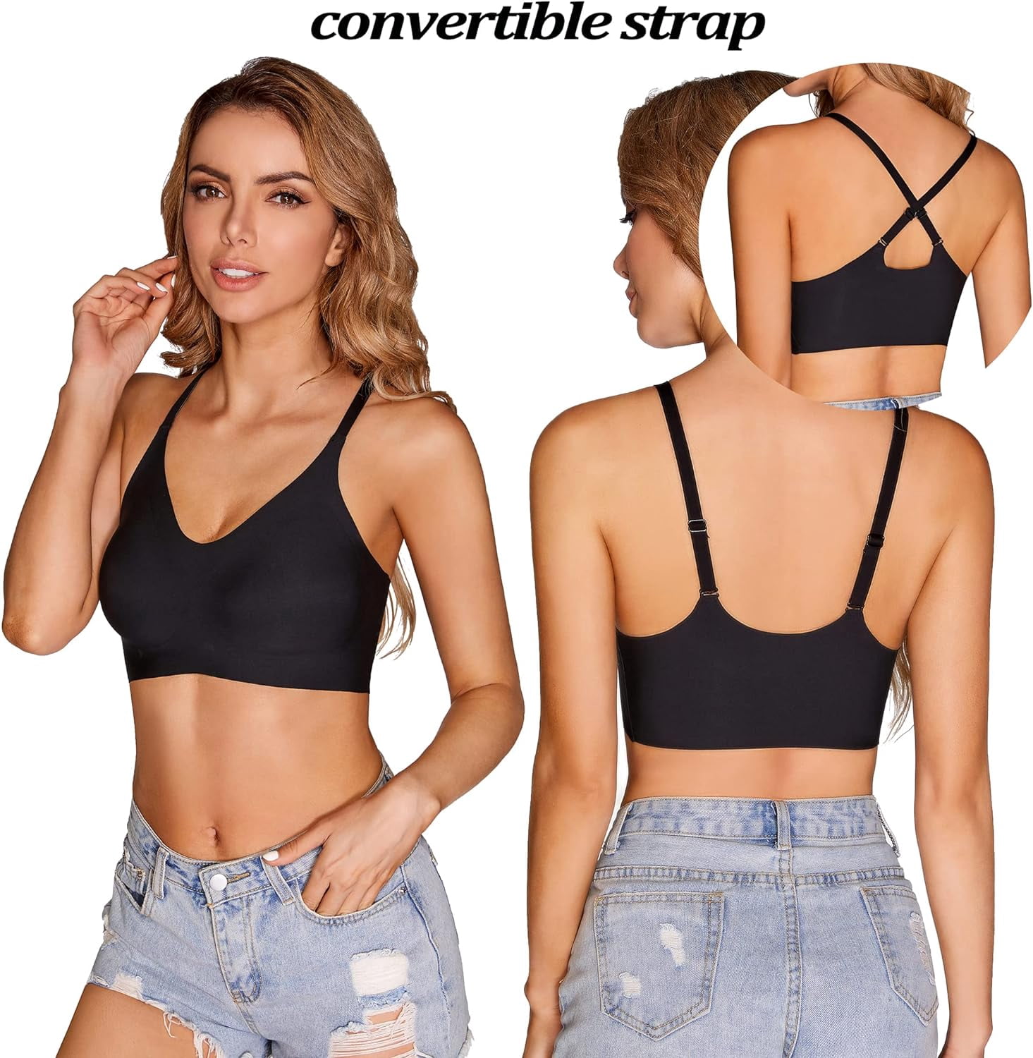 PRETTYWELL Comfort Bralette For Women - Seamless Wirefree Bra With Removable Pads | Cross Back Or U-Back Style | A-C Cup - View #12