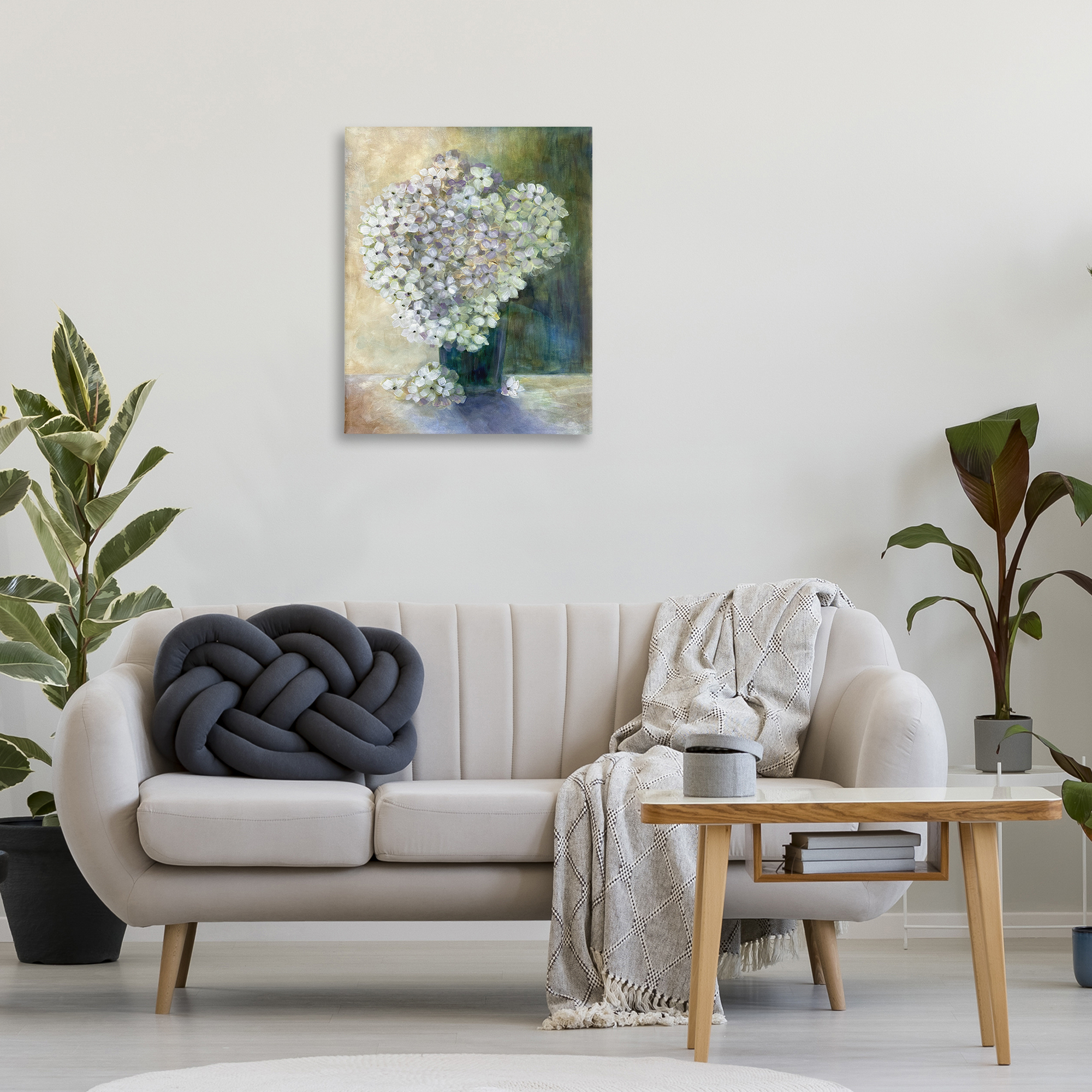 Stupell Industries Romantic Hydrangea Blooms Botanical & Floral Painting Gallery Wrapped Canvas Art Print Wall Art, 24 x 30