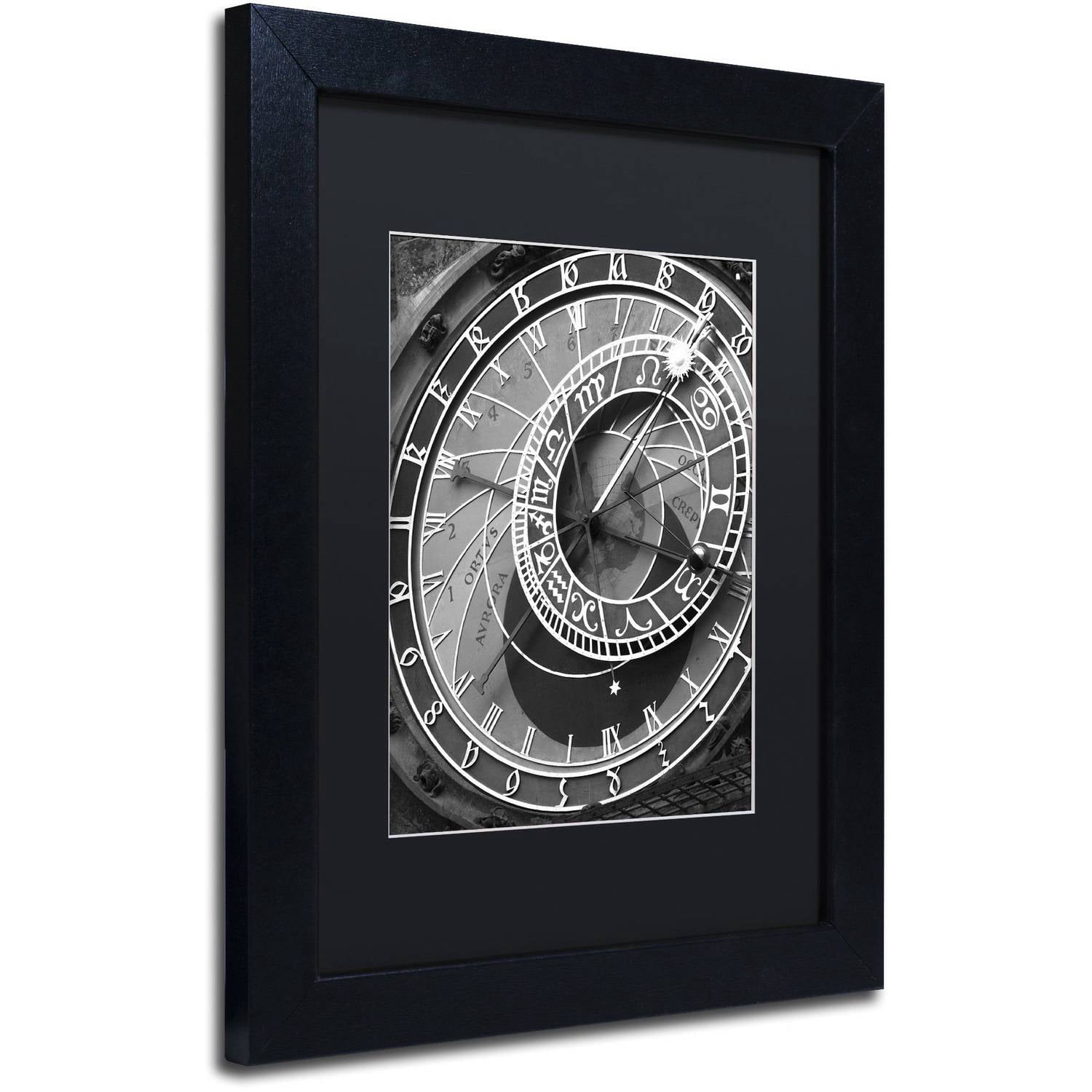 Trademark Fine Art "Astronomic Watch Prague 11" Canvas Art by Moises Levy Black Matte, Black Frame