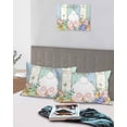 thumbnail image 4 of Easter King Pillow Cases Set of 2 - Microfiber Bed Throw Pillow Covers, Spring Rabbit Ears Foot Flowers Eggs Green Wooden Decorative Lumbar Pillow Cover with Envelope Closure for Sofa/Travel 20"x36", 4 of 6