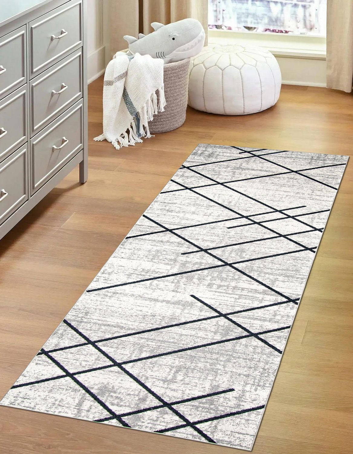 ECARPET Washable Abstract Striped Area Rug & Runner for Living Room, Bedroom, Hallway