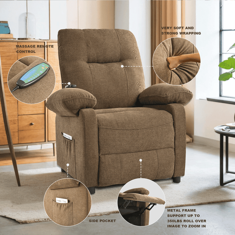 Recliner Chair Massage Rocker with Heated Lazy Boy Recliner Chair Electric Power Sillones Reclinables para Adultos Living Room Sofa Reclinable Brown