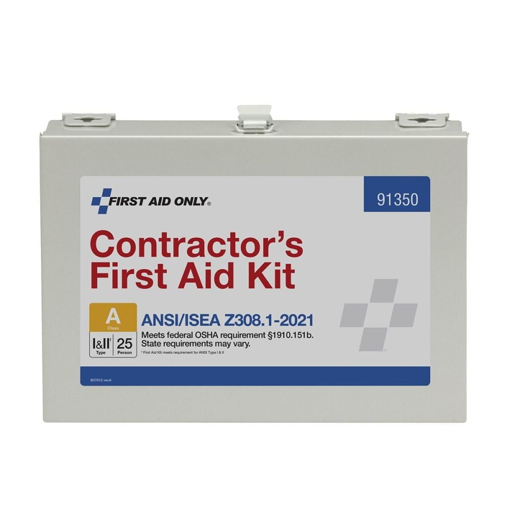 First Aid Only First Aid Kit 25 Person Contractor Metal Portable