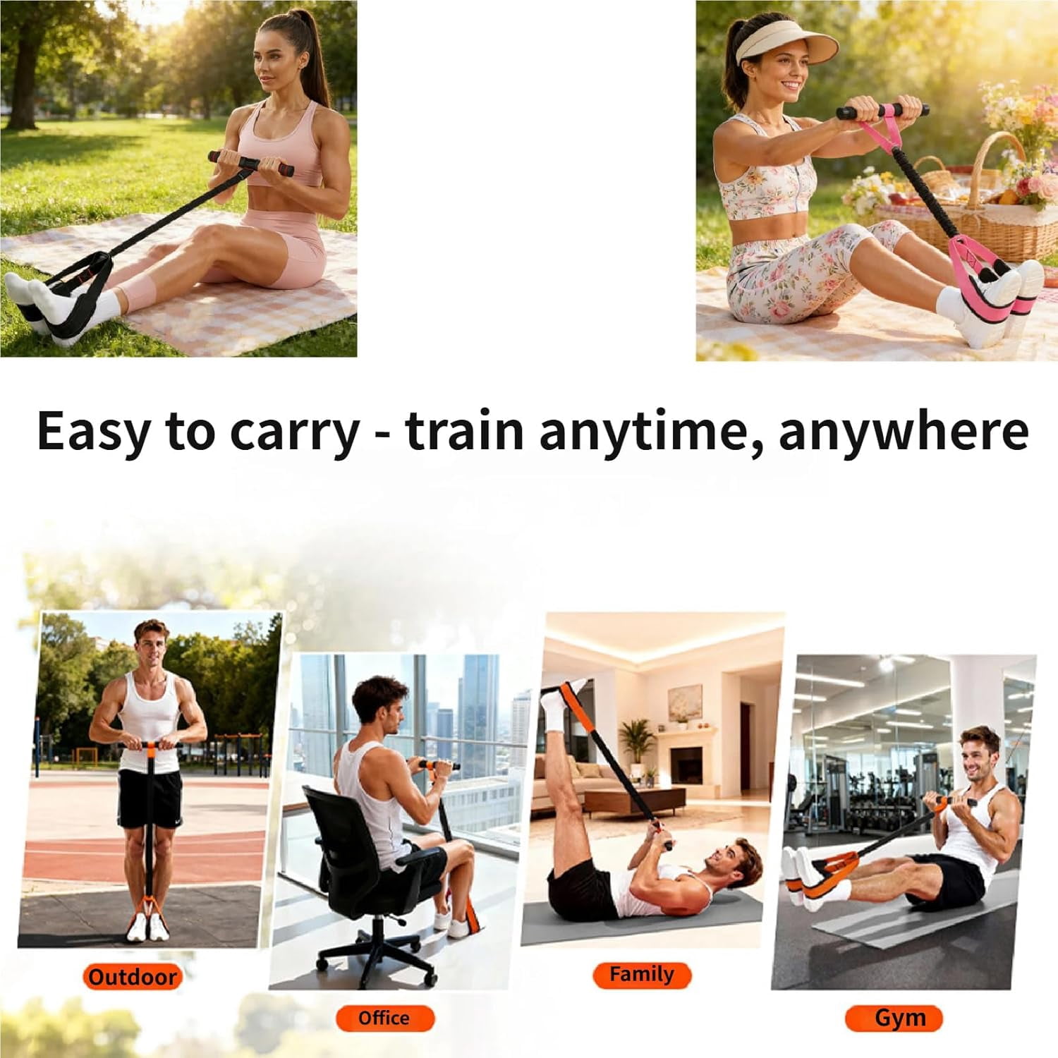 ABCISI Multifunction Pedal Resistance Band with Handle, Tube/Petal/Foot/Full Body Resistance Bands with Handles, Multifunctional Foot Pedal Resistance Band, Leg Raise Straps, Black 55lbs