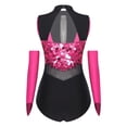 thumbnail image 4 of iiniim Women Sparkle Latin Jazz Dance Outfit Sleeveless Gymnastics Leotard with Gloves Sequins Dance Clothes Hot Pink L, 4 of 7
