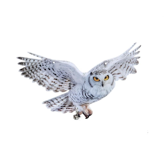 Bird Repellent Devices Outdoor, Outdoor Hanging Decor, 2D Flat Metal, 18X12 In, White Snow Owl, Yard Decorations, Tree Hanging, Front Yard, 1 Pc