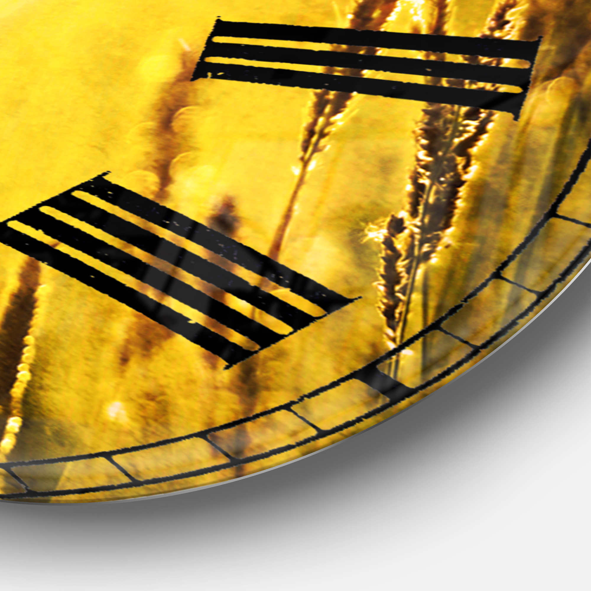 Designart 'Yellow Grass Flower at Sunset' Traditional wall clock