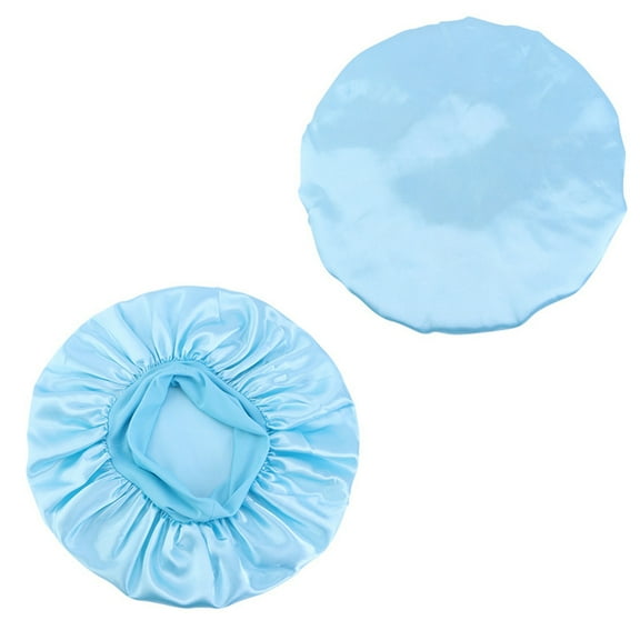 Sarapandan Pack of 2 silk bonnets, sleeping bonnets, silk adjustable satin hair bonnets, light blue
