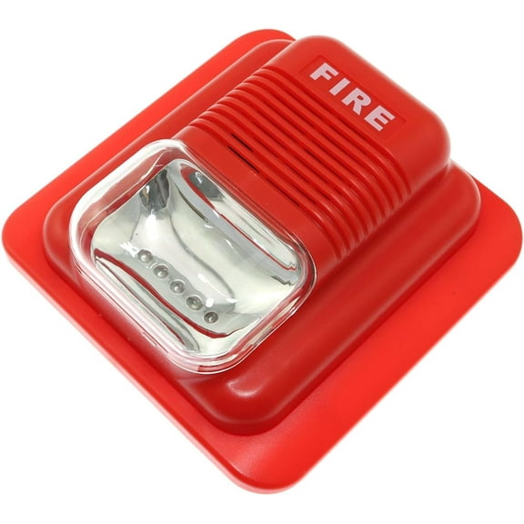 CD-Fire Alarm Fire Sound and Light 12/24V DC Wired Strobe Siren Safety System Sensor with LED Flashing Indicator*0