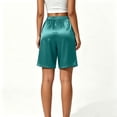 thumbnail image 6 of Puyaiuu Womens Ice Silk Satin Bermuda Shorts Elastic High Waist Loose Fit Plus Size Casual Loungewear Pants Lightweight Comfort Sleep Shorts For Summer Daily Wear, 6 of 8