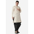 thumbnail image 6 of Royal Kurta Elegant Gold Jacquard Silk Printed Long Kurta and Black Salwar for Men, 6 of 7