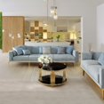 thumbnail image 5 of Modern Coffee Table with Golden Metal Drum Base and Glass Top, Stain-Resistant, No Assembly Required, Circular Design with Lower Shelf, Contemporary Furniture for Living Room, 5 of 9