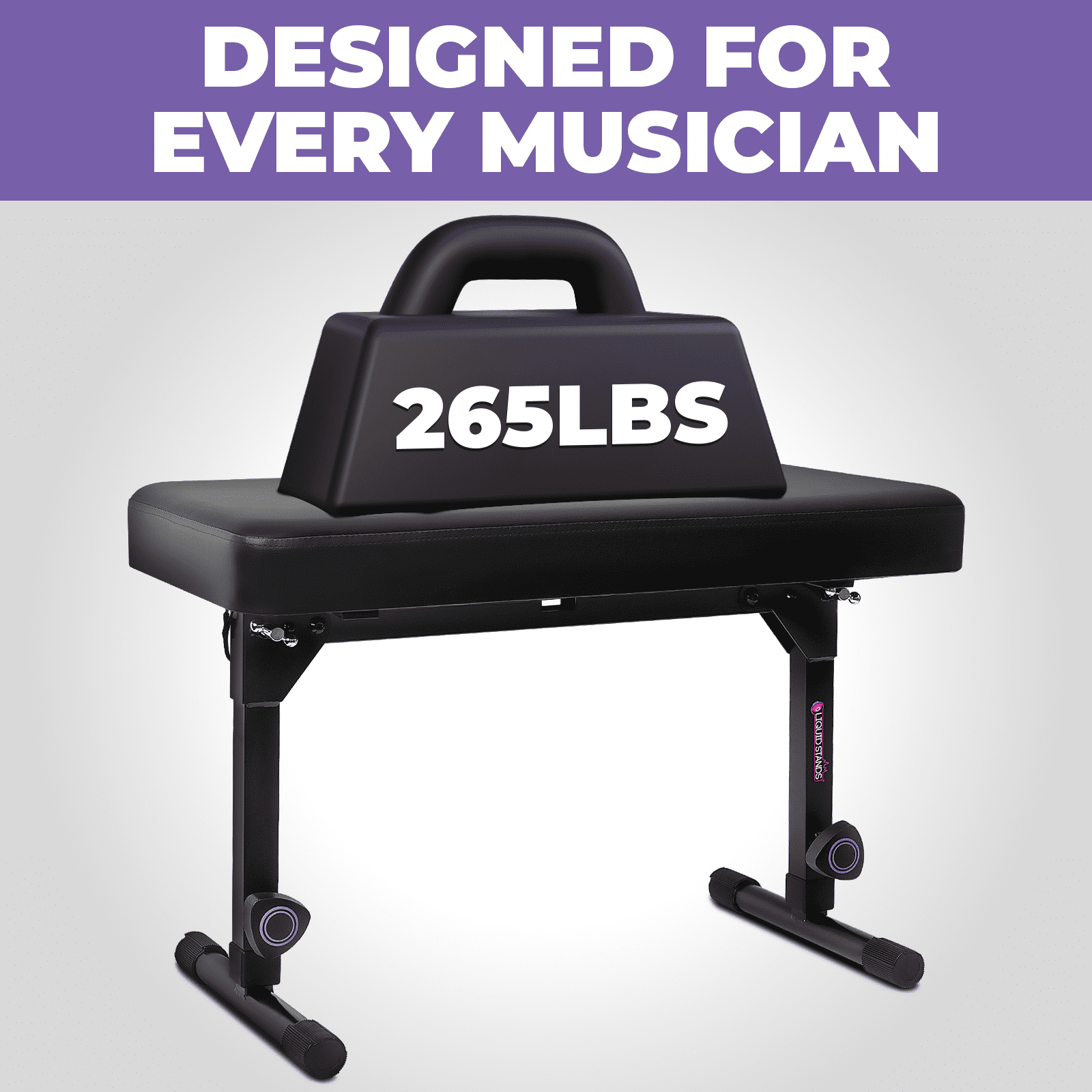 Liquid Stands Foldable Dual Adjustable Piano Bench Stool - Piano Keyboard Bench Seat for Piano Keyboard Stand with Black Padded Cushion for Musicians Piano Stool Chair