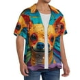 thumbnail image 2 of Naloa Colorful Textured Chihuahua Men's Loose Fit Cuban Collar Short-Sleeve Shirt, Hawaiian Shirts, Mens Shirts Casual for Everyday Wear Outings-Large, 2 of 5