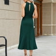 thumbnail image 4 of Women Cross Halterneck Party Dress Tiered Flared A-Line Midi Dress-Cerulean-M, 4 of 7