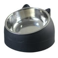 thumbnail image 2 of Flmtop Pet Bowl Cat Face Shape Oblique Design Stainless Steel Cat Feeding Supplement for Home Black, 2 of 9
