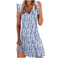 thumbnail image 2 of Baikeli Liquidation Robes Boho Mode Femmes Décontractées Col en V Imprimé Robes Été Sans Manches Robe Chandail Robe Femmes Décontractée, 2 of 5