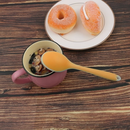 

Silicone Dinner Spoon Long Handle Restaurant Kitchen Dessert Shop Orange