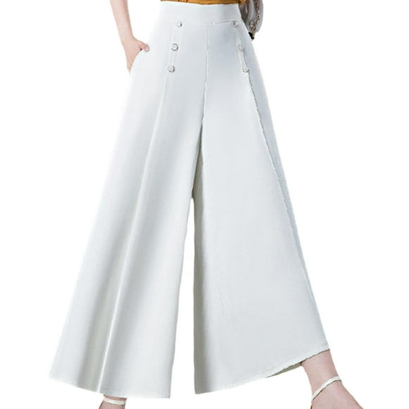 Pantalones de pierna ancha para mujer Blanco M Salvador Pantalones de pierna ancha para mujer