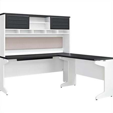 Ameriwood Home Pursuit L Shaped Desk With Hutch Bundle Gray