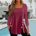 thumbnail image 2 of hoksml Women's Fashion Solid Colour Long Sleeves Tops Crew Neck Casual Tee Blouses Sweatshirt for Women, 2 of 5