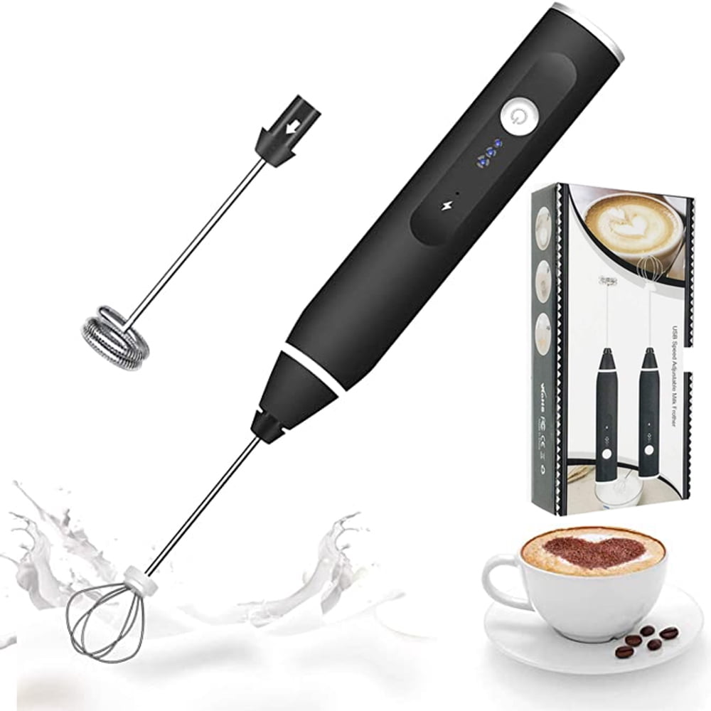 ODIFORGO Rechargeable Milk Frother Handheld, Coffee Frother Wand, Electric  Whisk with 3 Stainless Whisks 3 Speed Adjustable, Drink Mixer Stirrer