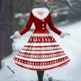 thumbnail image 2 of Women's Casual Dress Long-Sleeve V-Neck Patchwork Fleece Christmas Print Dress for Warm Holiday Wear and Cozy Fashion,Multicolor,XL, 2 of 5